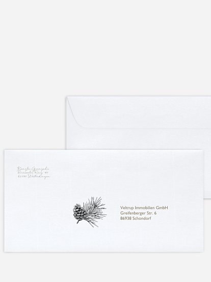 Bedruckte Umschläge geschäftl. Weihnachten Pinebranch Kraftpapier