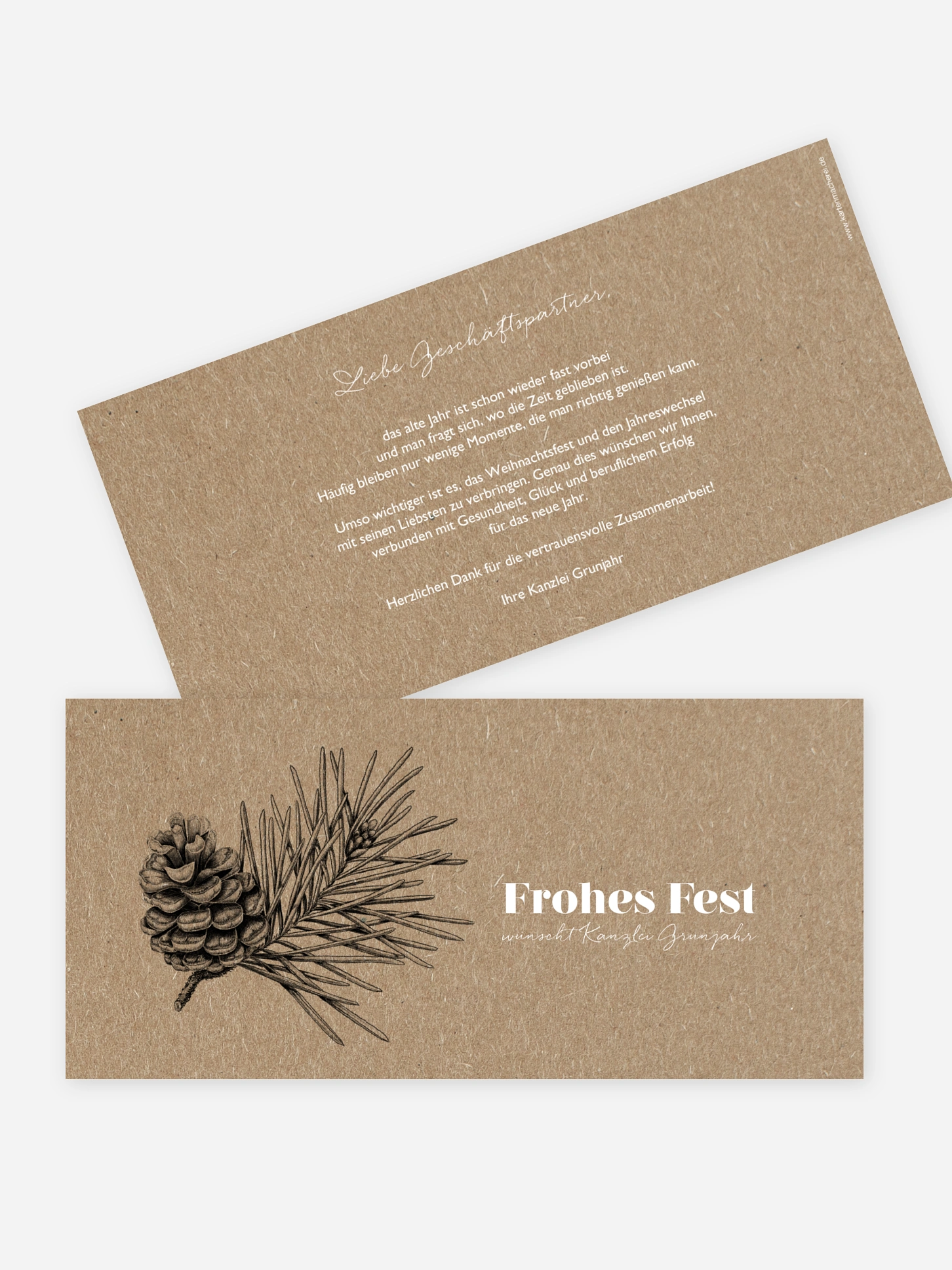 Geschäftliche Weihnachtskarte Pinebranch Kraftpapier