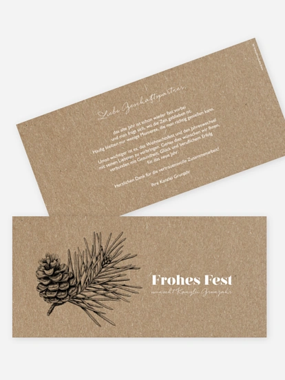 Geschäftliche Weihnachtskarte Pinebranch Kraftpapier
