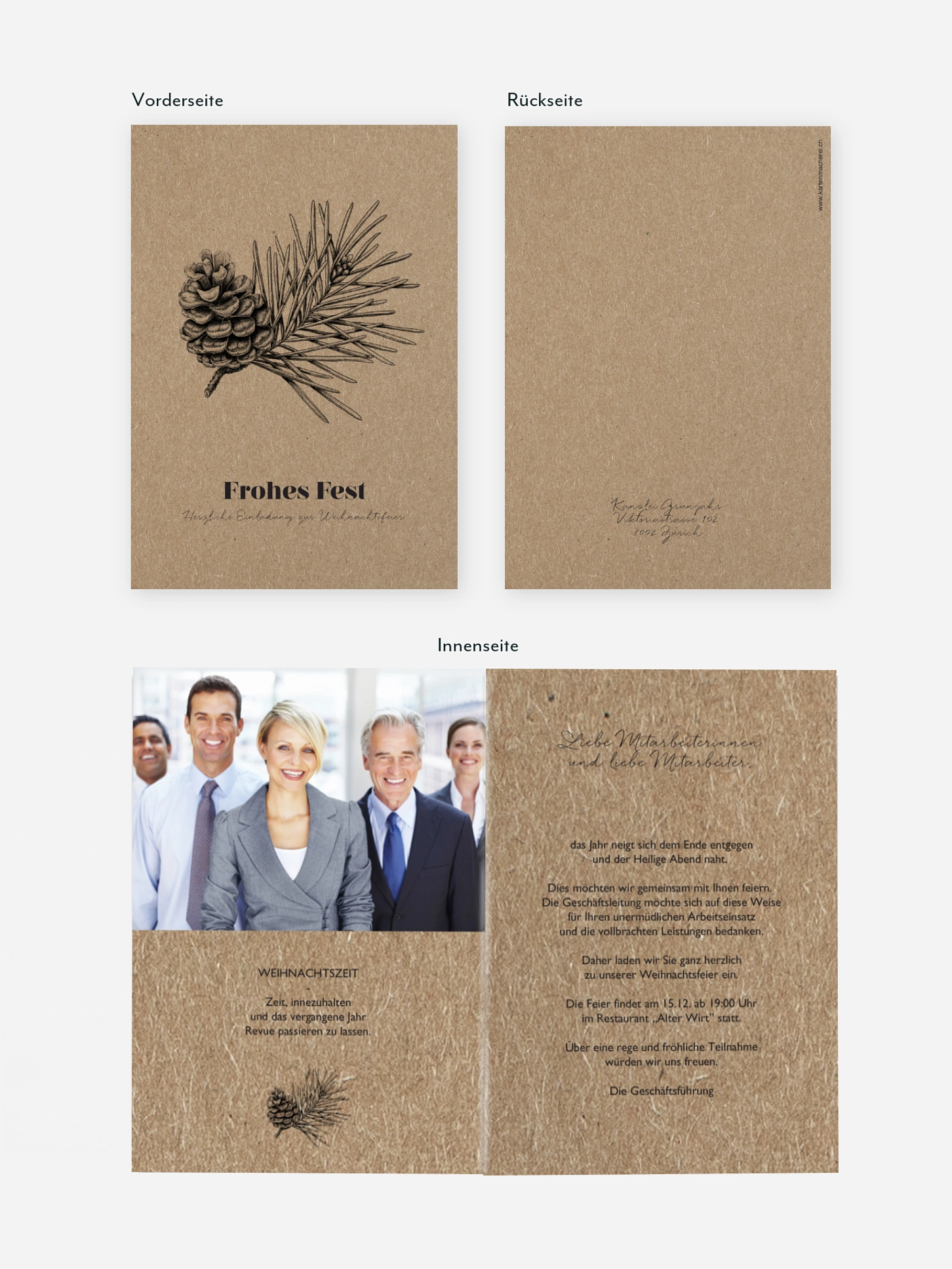 Weihnachtsfeier Pinebranch Kraftpapier