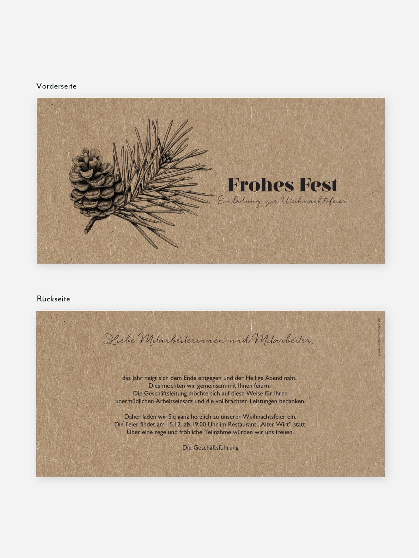 Weihnachtsfeier Pinebranch Kraftpapier