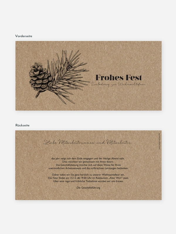 Weihnachtsfeier Pinebranch Kraftpapier
