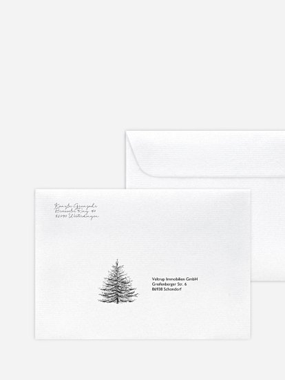 Bedruckte Umschläge geschäftl. Weihnachten Pinetree