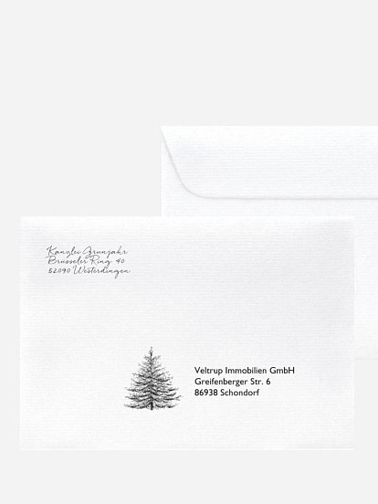 Bedruckte Umschläge geschäftl. Weihnachten Pinetree