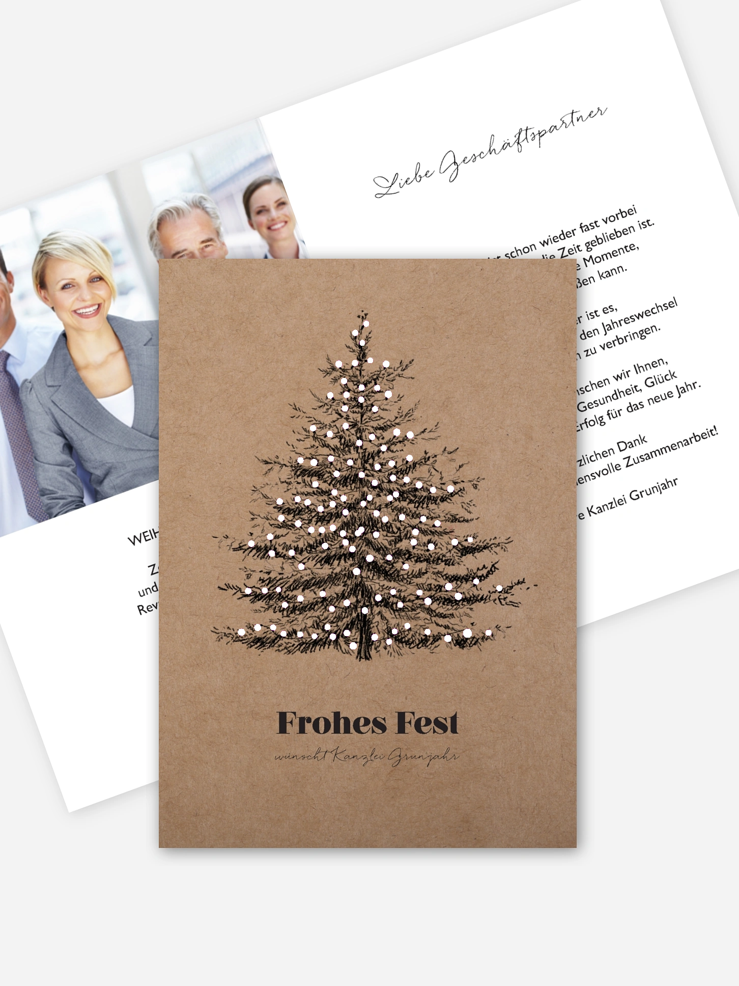 Geschäftliche Weihnachtskarte Pinetree