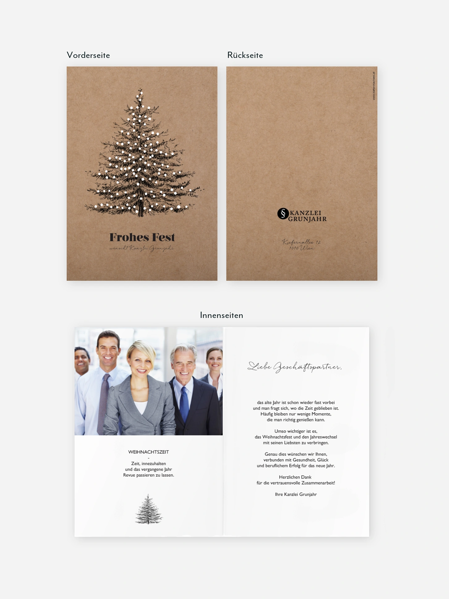 Geschäftliche Weihnachtskarte Pinetree