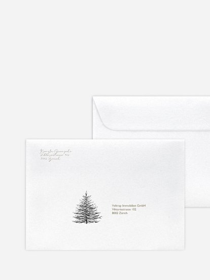 Bedruckte Umschläge geschäftl. Weihnachten Pinetree Kraftpapier