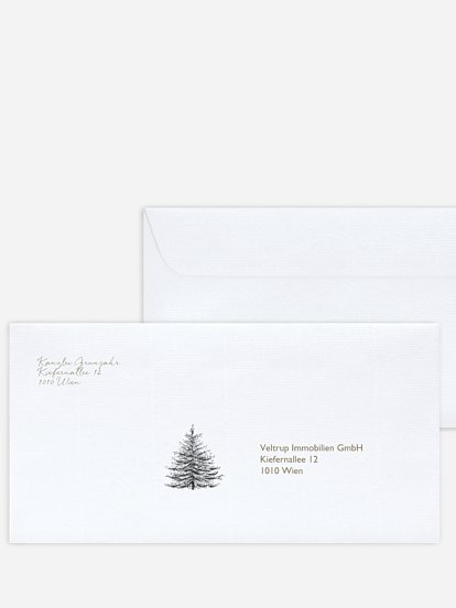 Bedruckte Umschläge geschäftl. Weihnachten Pinetree Kraftpapier