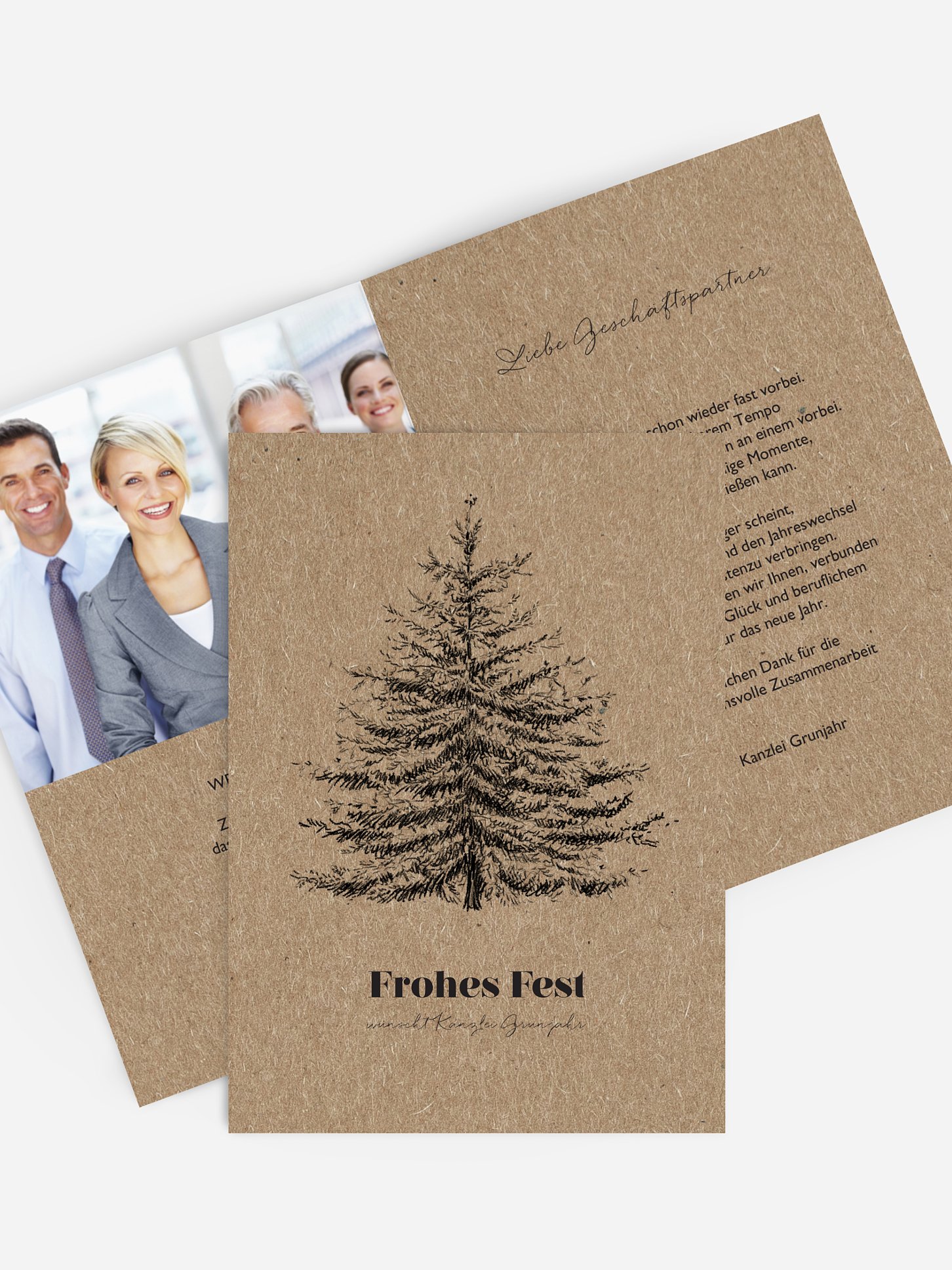 Geschäftliche Weihnachtskarte Pinetree Kraftpapier