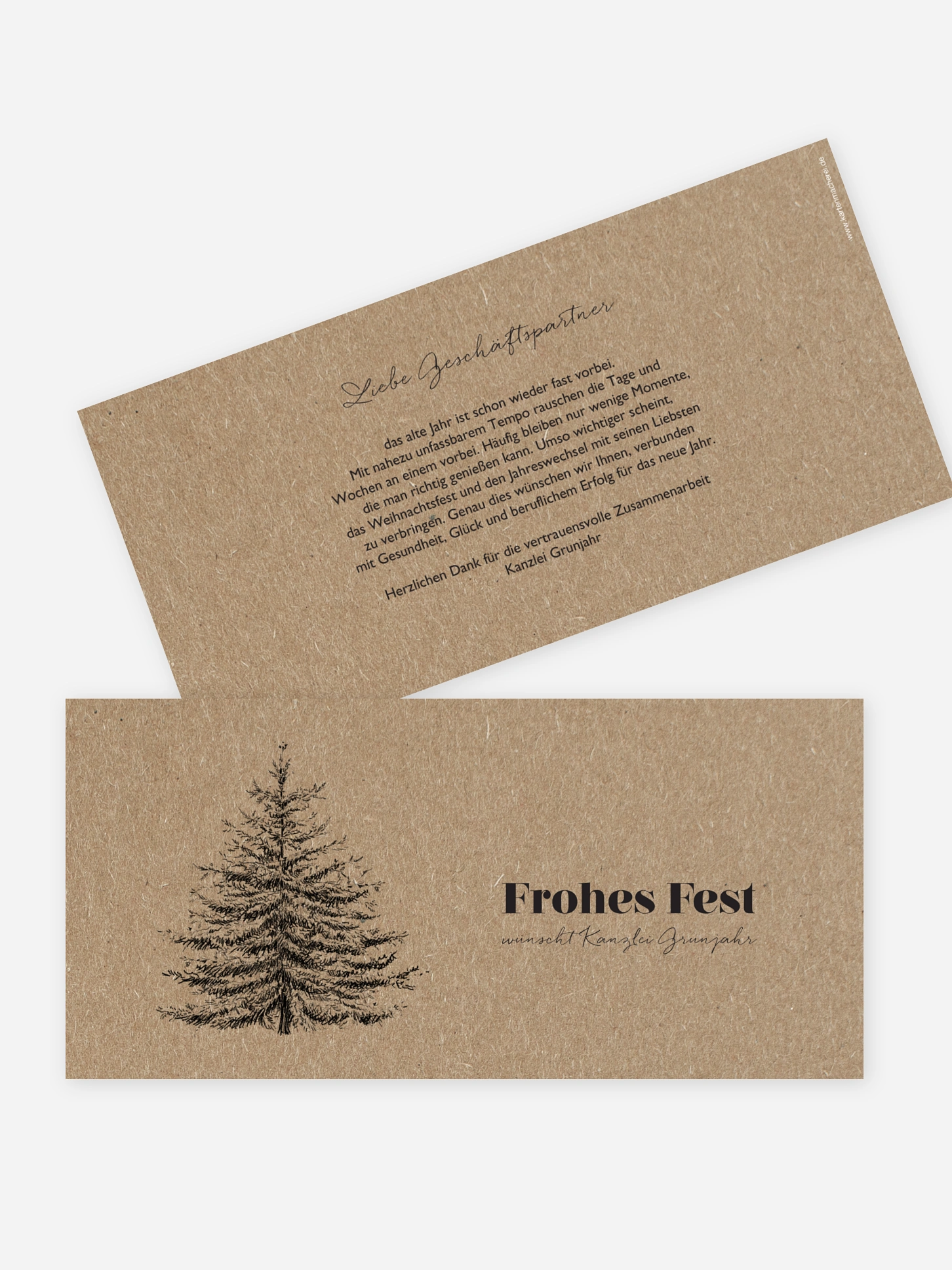 Geschäftliche Weihnachtskarte Pinetree Kraftpapier