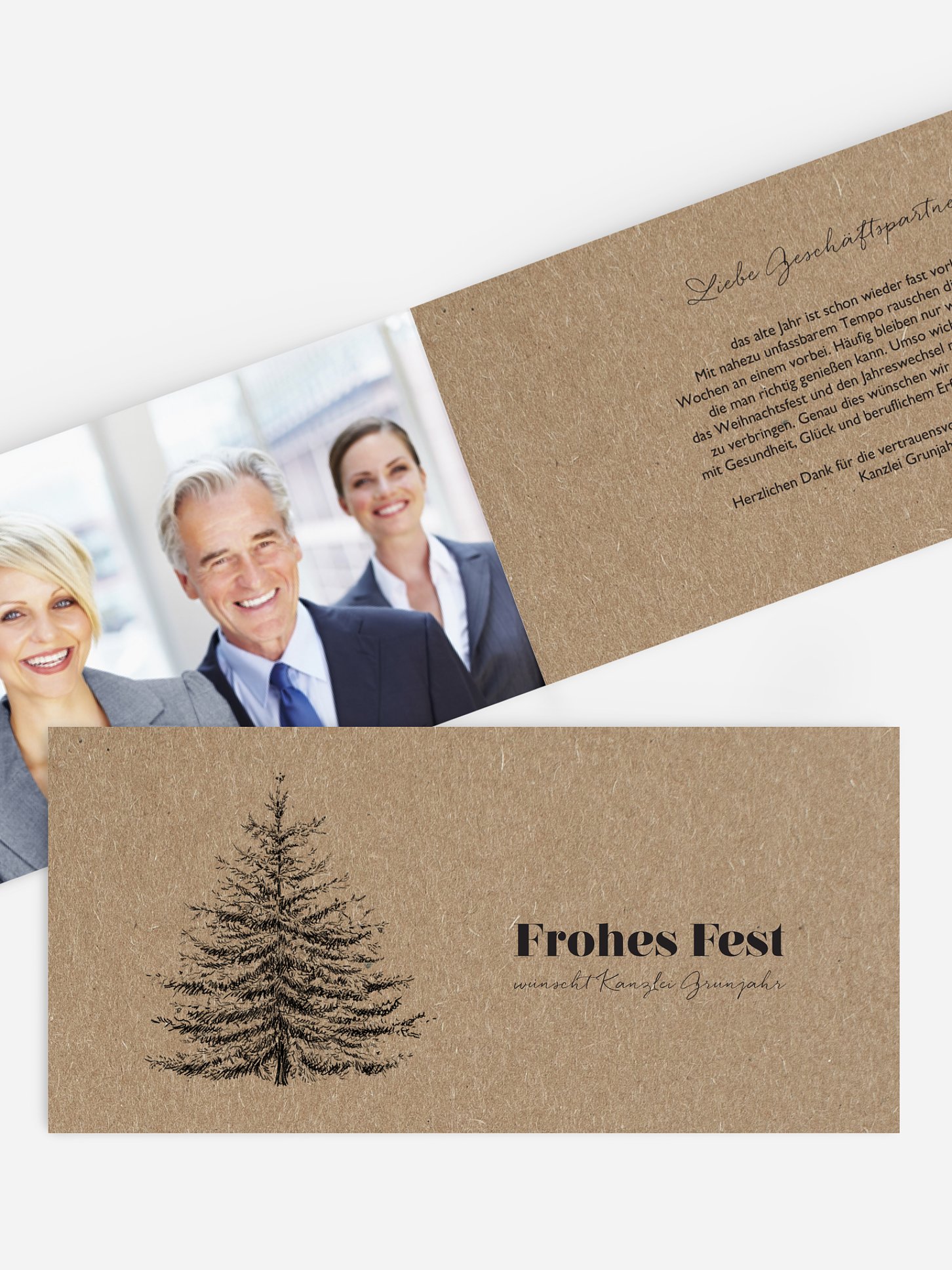 Geschäftliche Weihnachtskarte Pinetree Kraftpapier