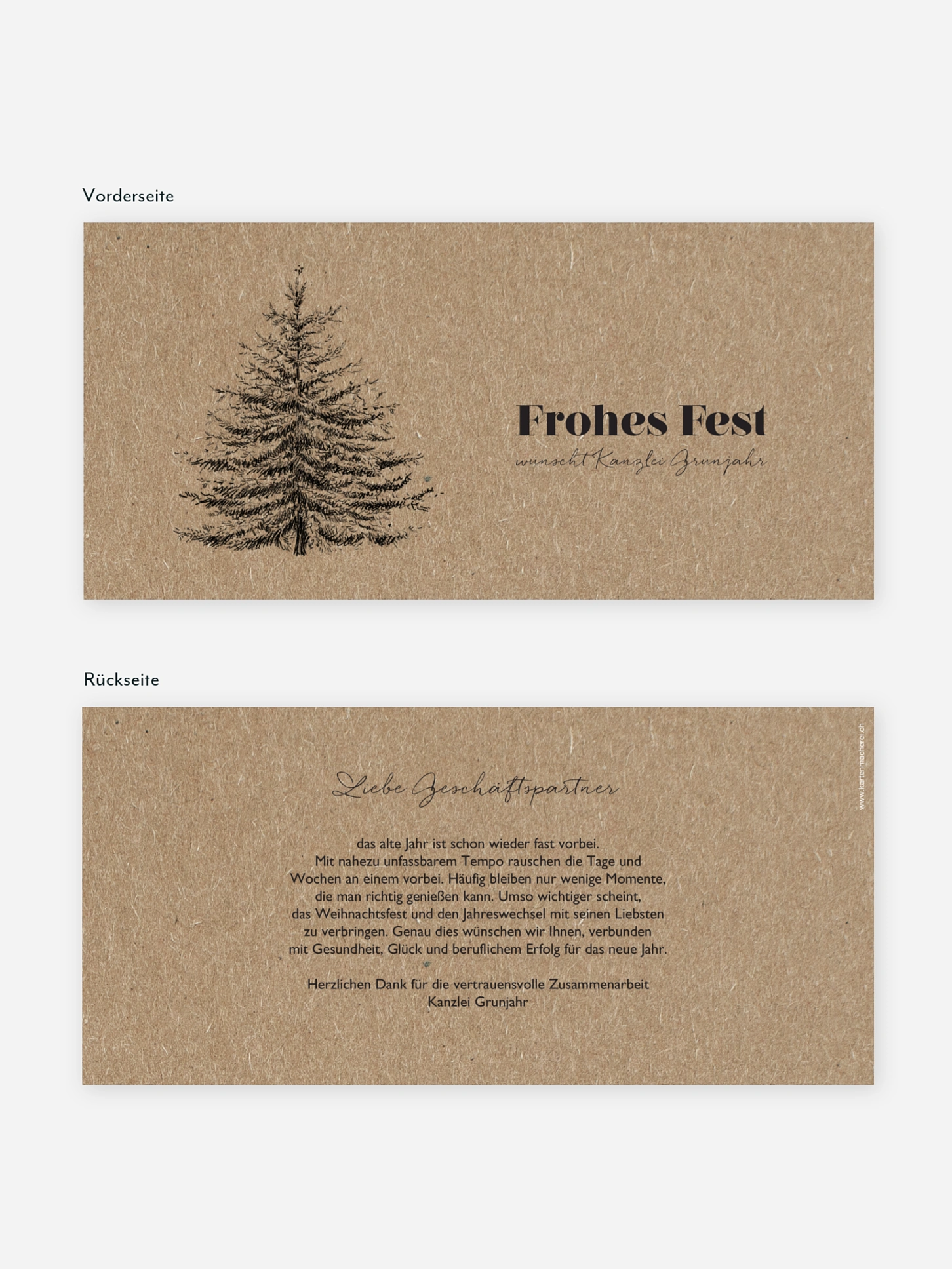 Geschäftliche Weihnachtskarte Pinetree Kraftpapier