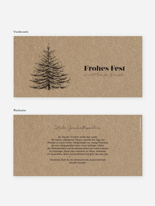 Geschäftliche Weihnachtskarte Pinetree Kraftpapier
