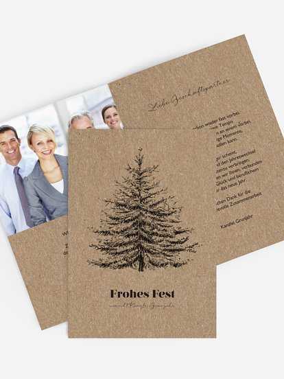 Geschäftliche Weihnachtskarte Pinetree Kraftpapier
