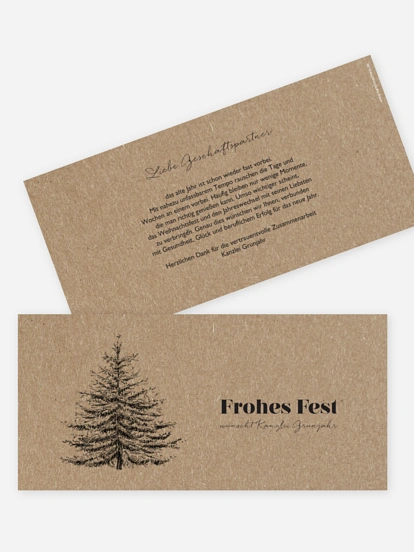 Geschäftliche Weihnachtskarte Pinetree Kraftpapier
