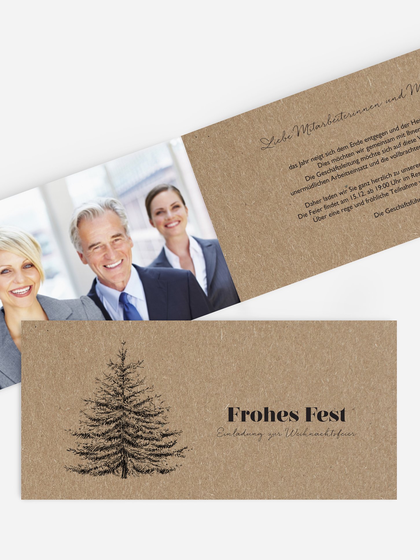 Weihnachtsfeier Pinetree Kraftpapier