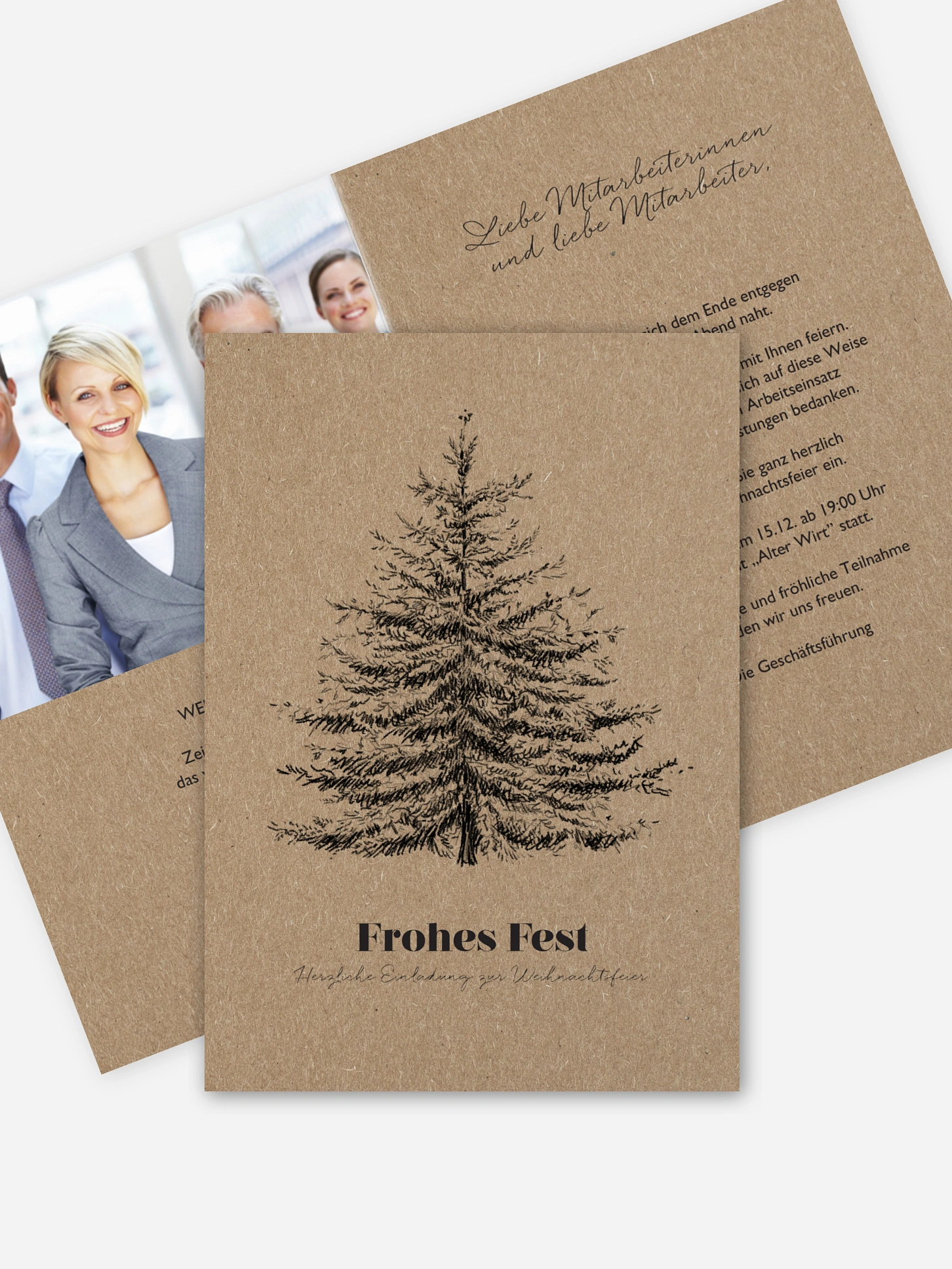 Weihnachtsfeier Pinetree Kraftpapier