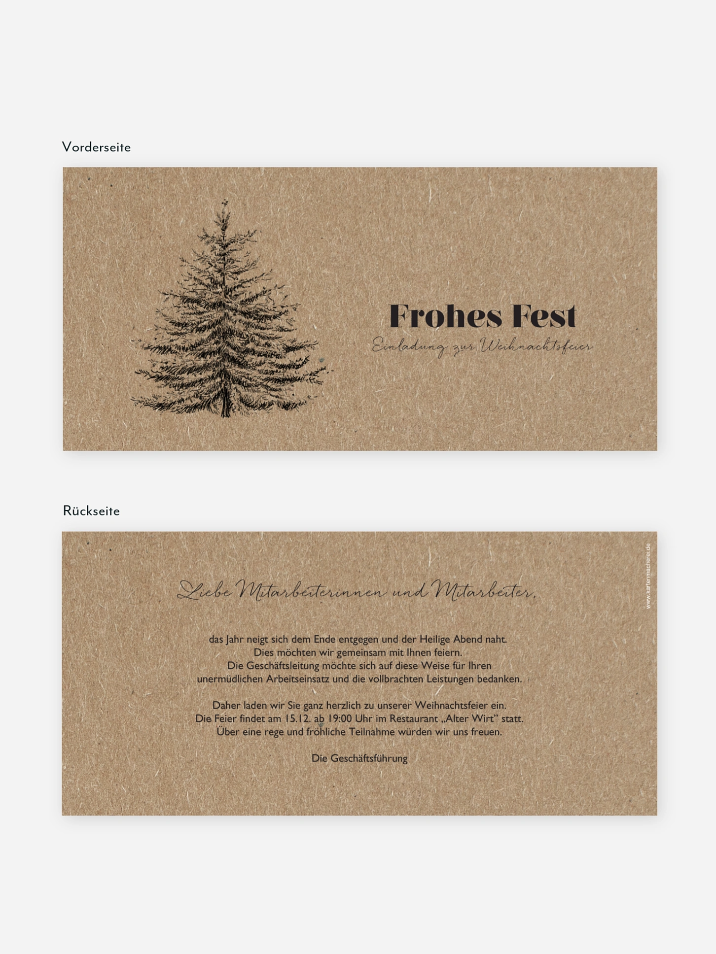 Weihnachtsfeier Pinetree Kraftpapier