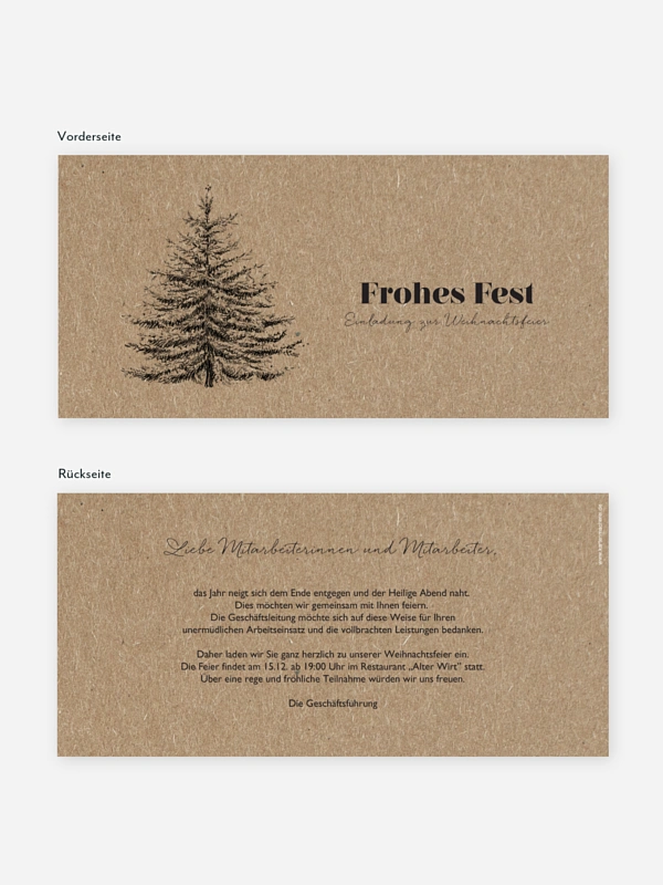 Weihnachtsfeier Pinetree Kraftpapier