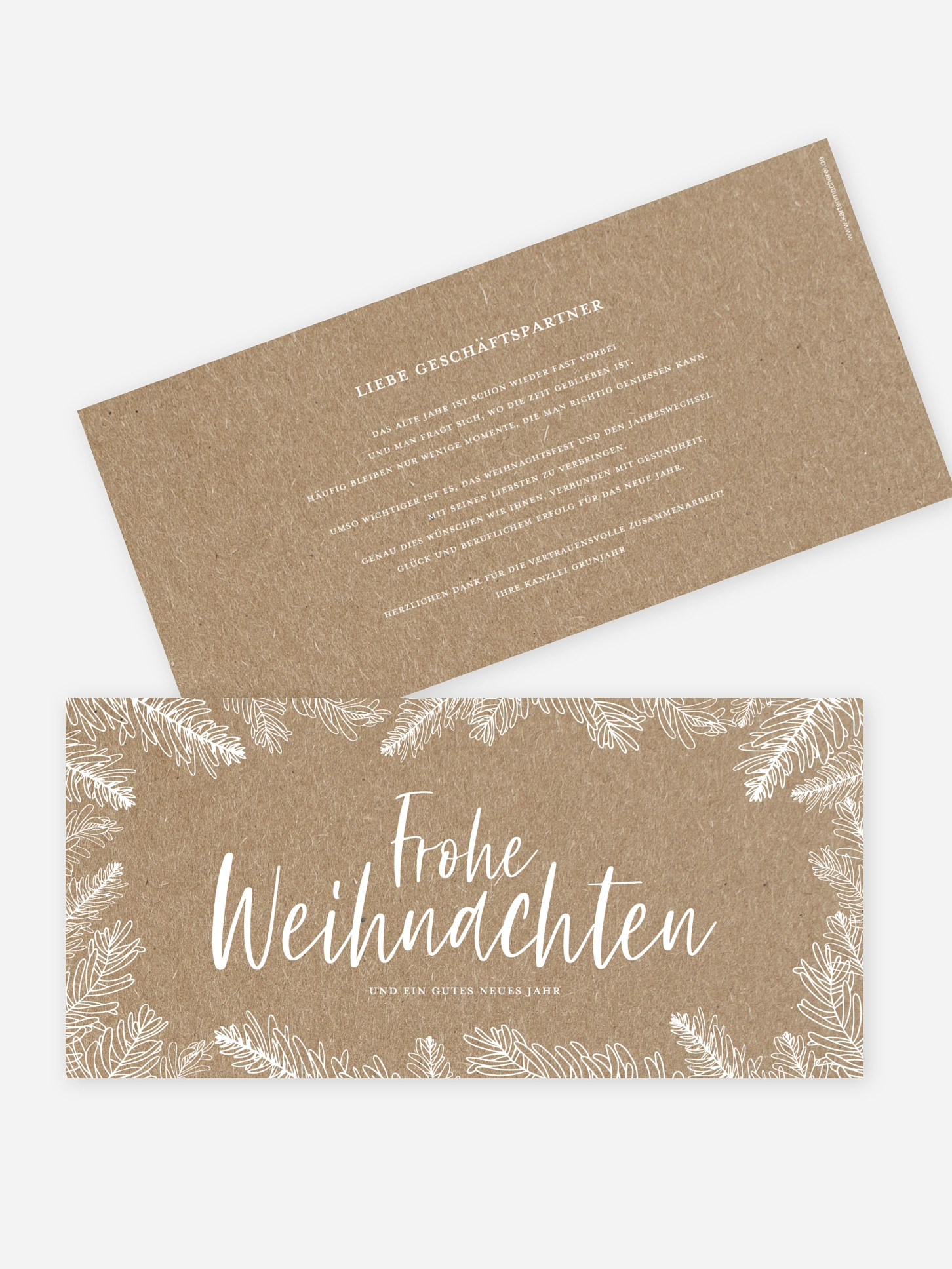 Geschäftliche Weihnachtskarte Tannenspiel Kraftpapier