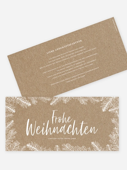 Geschäftliche Weihnachtskarte Tannenspiel Kraftpapier