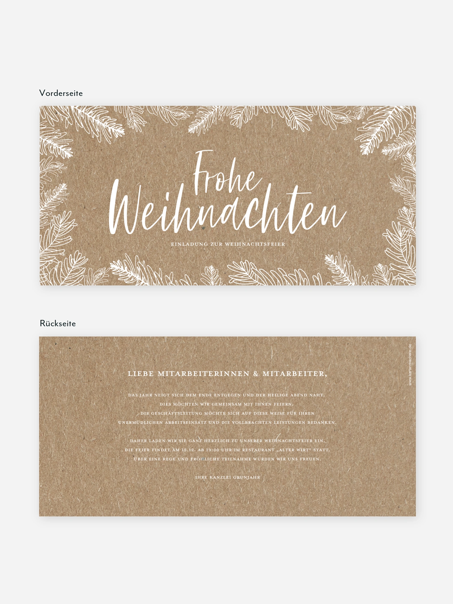 Weihnachtsfeier Tannenspiel Kraftpapier
