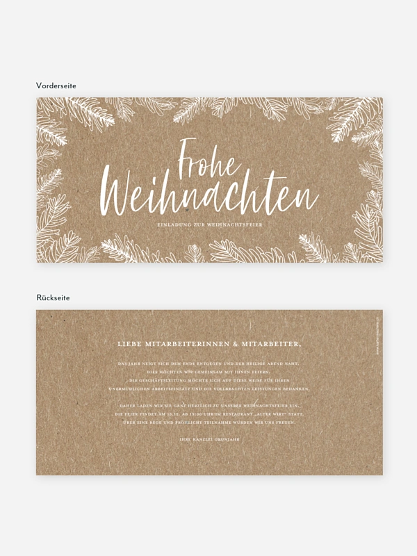 Weihnachtsfeier Tannenspiel Kraftpapier