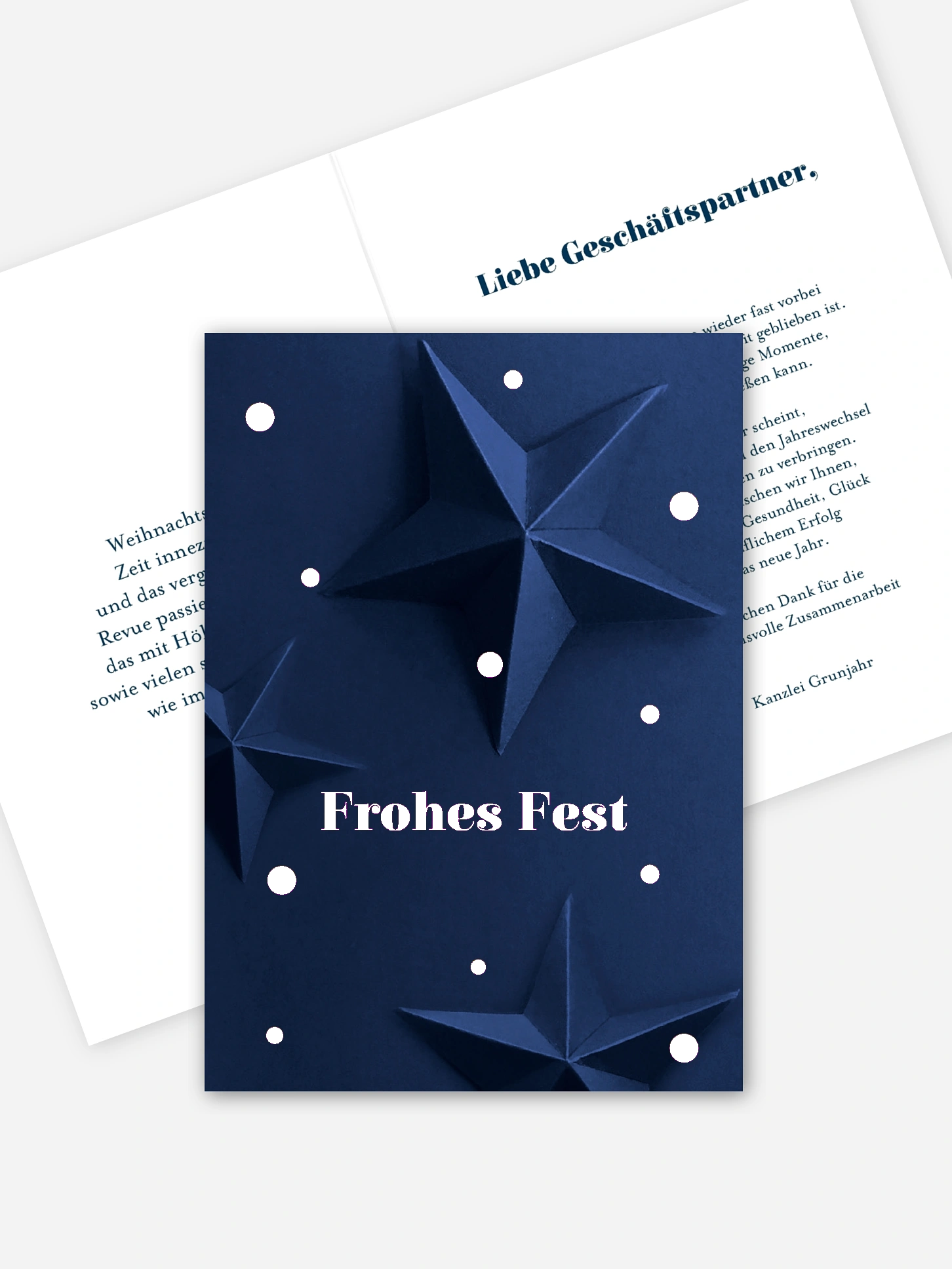 Geschäftliche Weihnachtskarte Papierstern