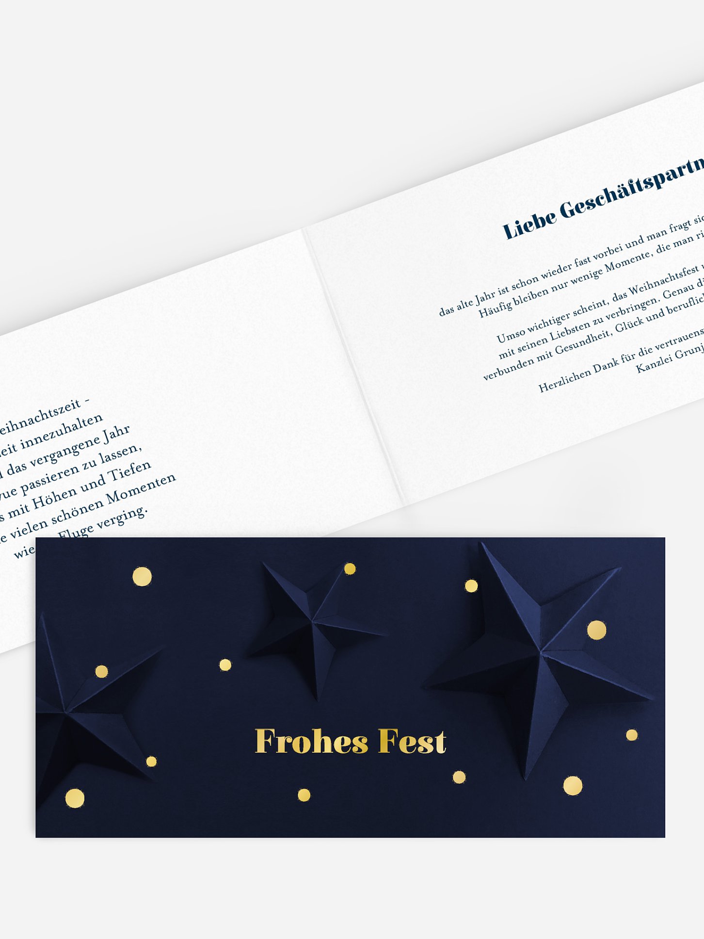 Geschäftliche Weihnachtskarte Papierstern