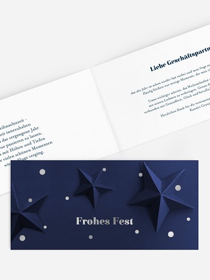 Geschäftliche Weihnachtskarte Papierstern