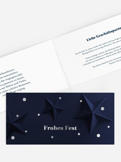 Geschäftliche Weihnachtskarte Papierstern