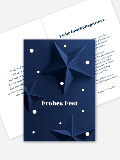 Geschäftliche Weihnachtskarte Papierstern