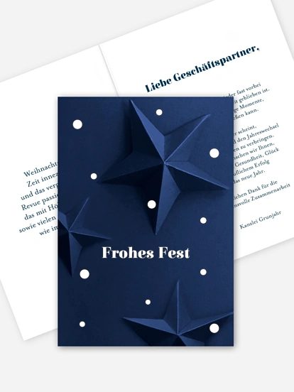 Geschäftliche Weihnachtskarte Papierstern