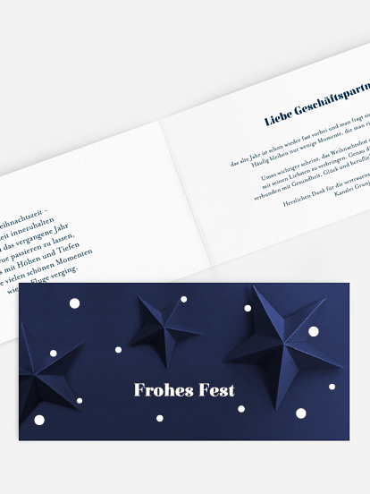 Geschäftliche Weihnachtskarte Papierstern
