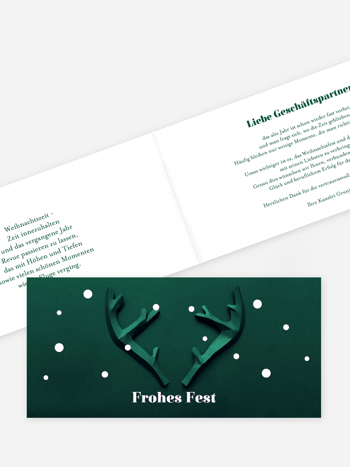Geschäftliche Weihnachtskarte Papiergeweih