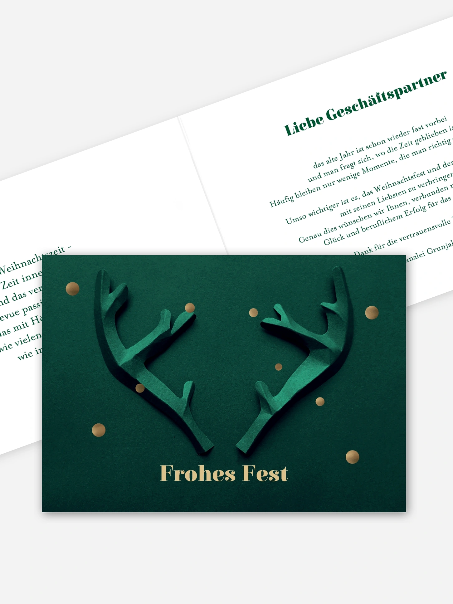 Geschäftliche Weihnachtskarte Papiergeweih