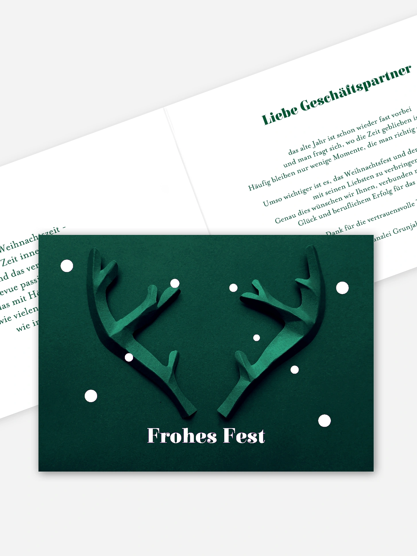 Geschäftliche Weihnachtskarte Papiergeweih
