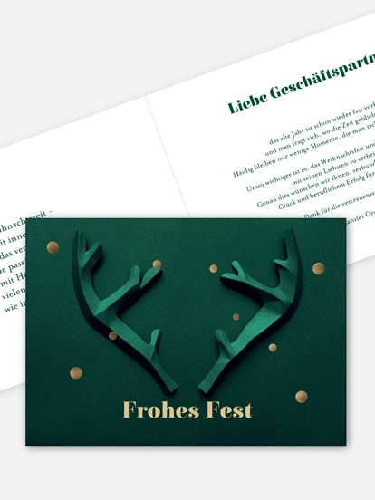 Geschäftliche Weihnachtskarte Papiergeweih