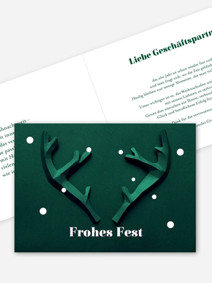 Geschäftliche Weihnachtskarte Papiergeweih