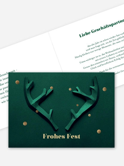 Geschäftliche Weihnachtskarte Papiergeweih