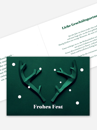 Geschäftliche Weihnachtskarte Papiergeweih
