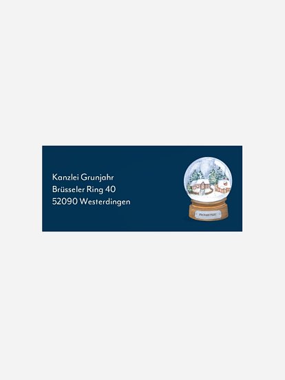 Absenderaufkleber geschäftl. Weihnachten Schneekugel