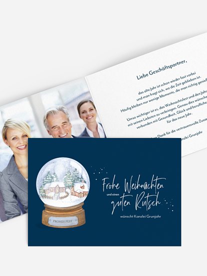 Geschäftliche Weihnachtskarte Schneekugel