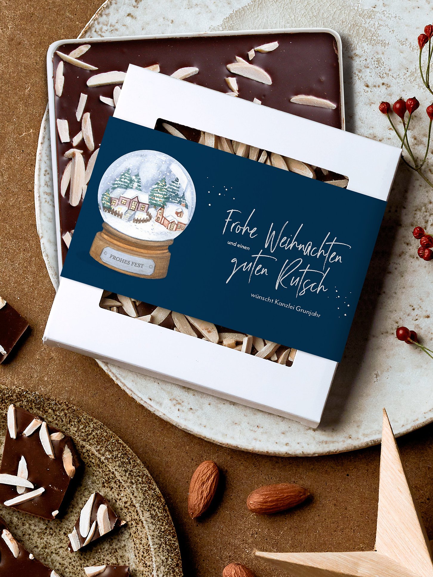 Schokobox geschäftlich Schneekugel