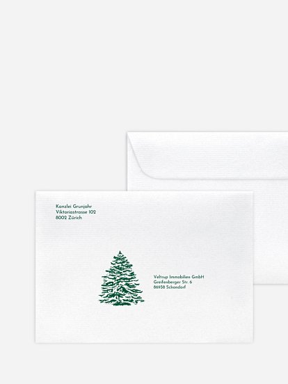 Bedruckte Umschläge geschäftl. Weihnachten Tannenglanz