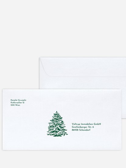 Bedruckte Umschläge geschäftl. Weihnachten Tannenglanz