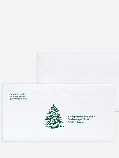 Bedruckte Umschläge geschäftl. Weihnachten Tannenglanz