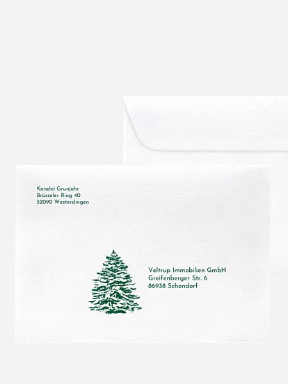 Bedruckte Umschläge geschäftl. Weihnachten Tannenglanz