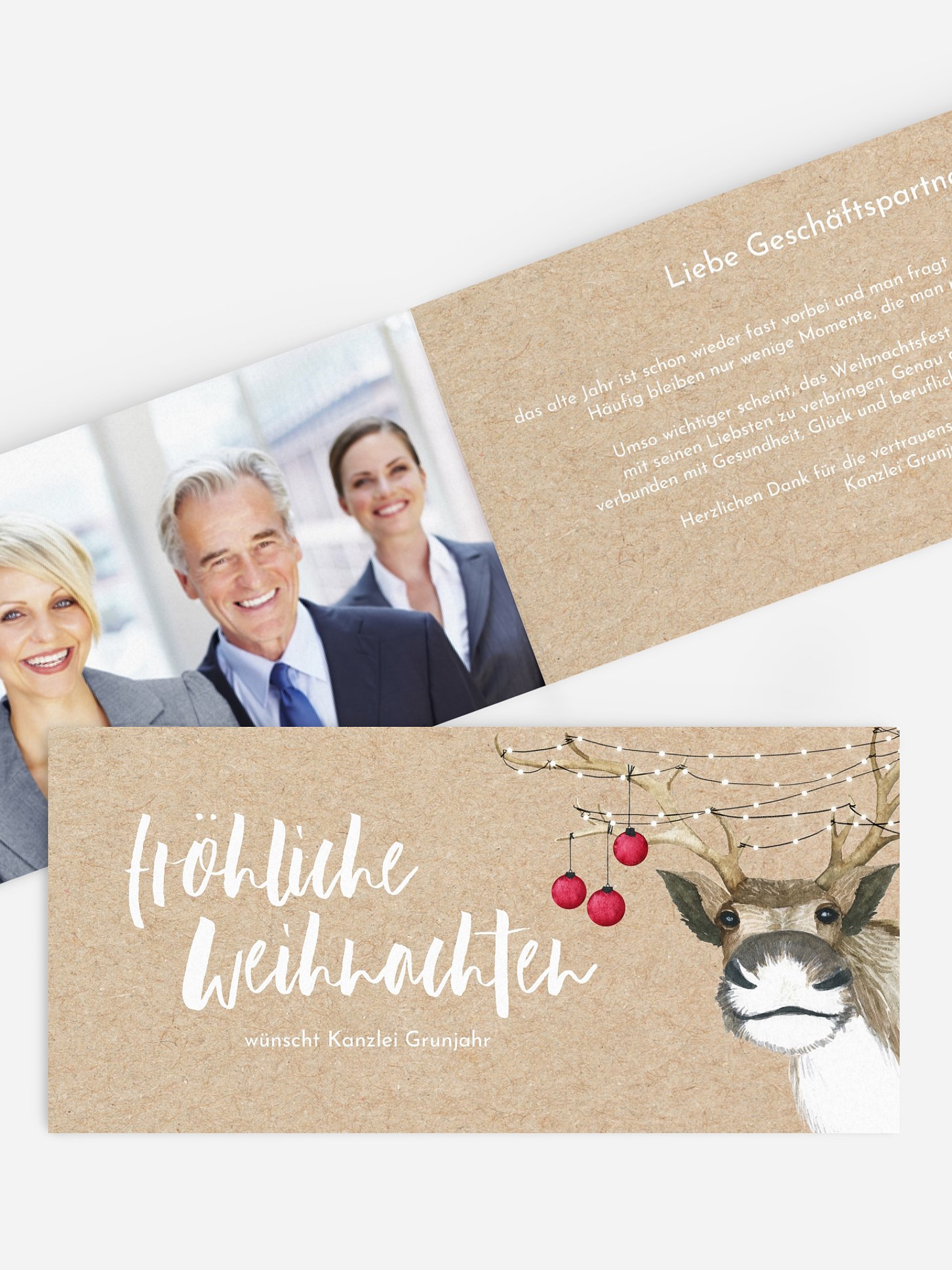 Geschäftliche Weihnachtskarte Rentier