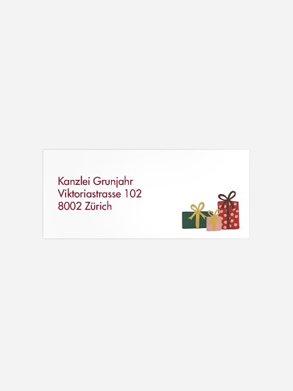 Absenderaufkleber geschäftl. Weihnachten Christmas Gift Tree